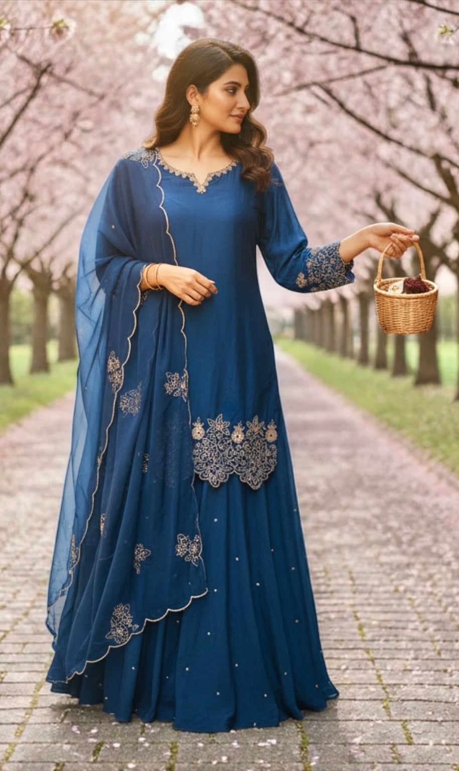 Navy blue Sharara suit