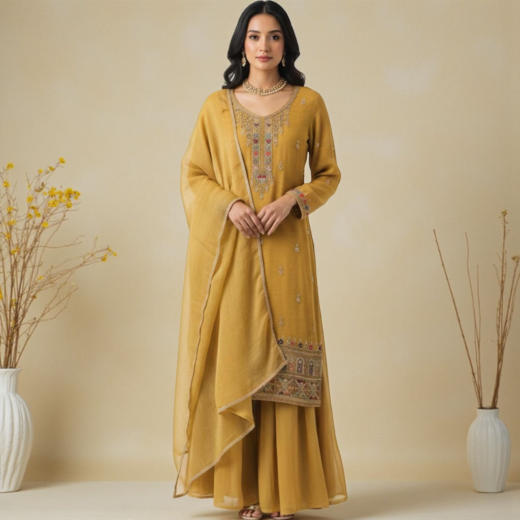 Beige Sharara suit