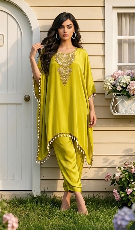 Lime green kaftaan set