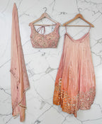 Peach embroidered lehenga set