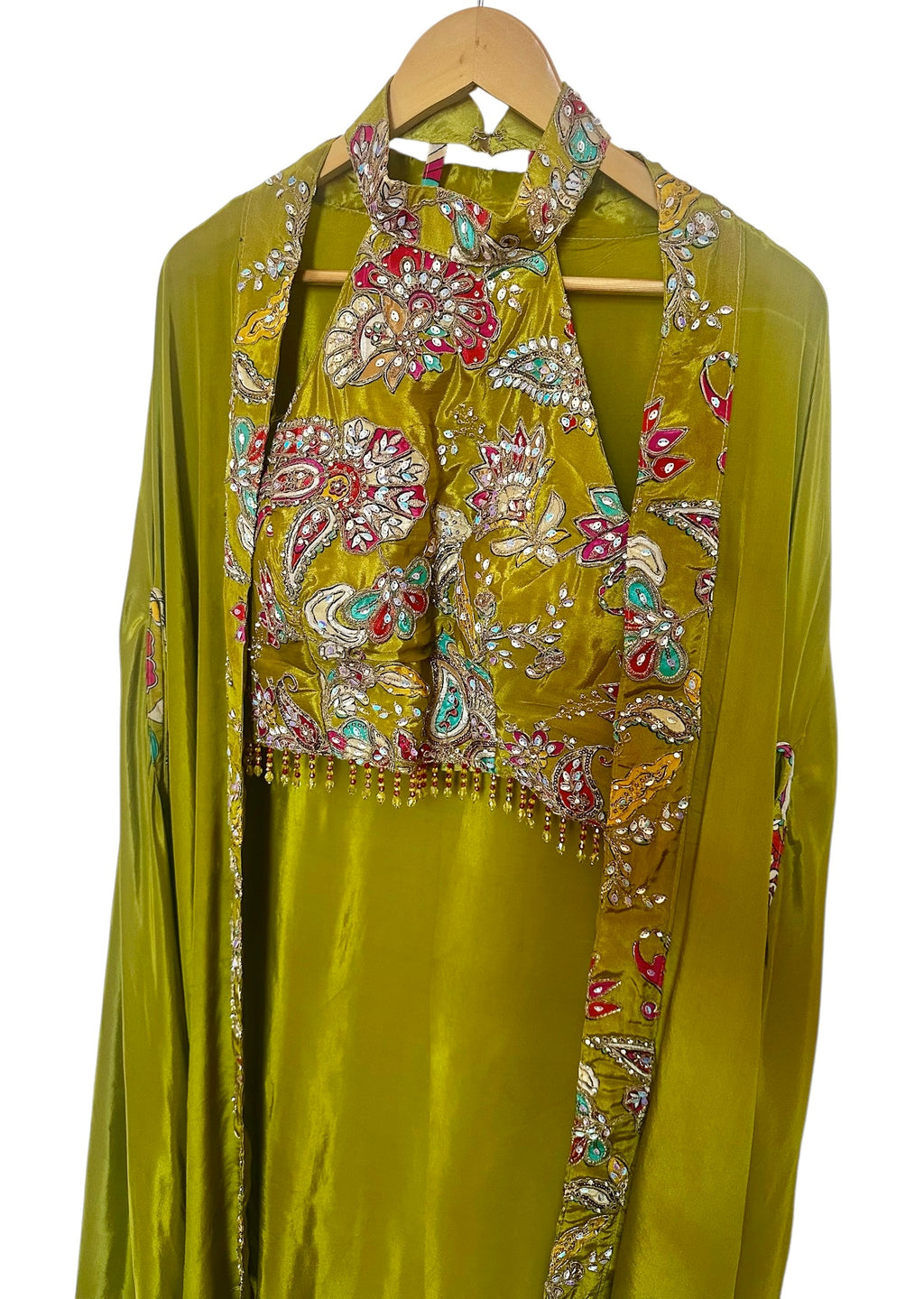 Lime green dhoti skirt set