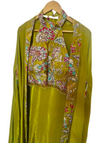 Lime green dhoti skirt set