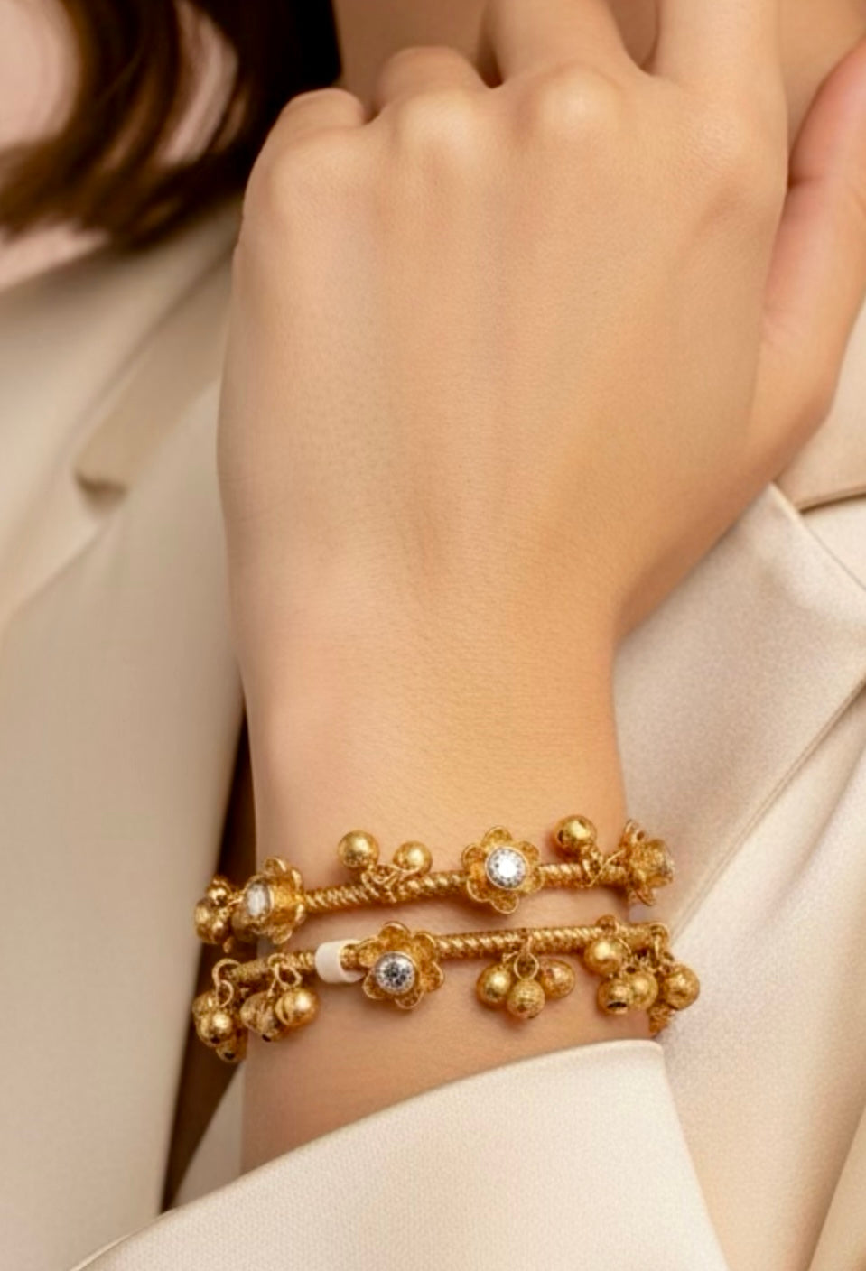 Kundan ghungroo bangles set