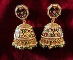 Ruby emerald gold finish jhumkaas