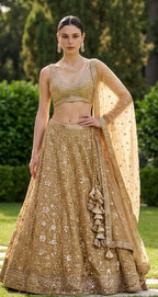Beige & silver lehenga