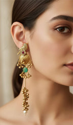 Bird motif ghungroo earrings