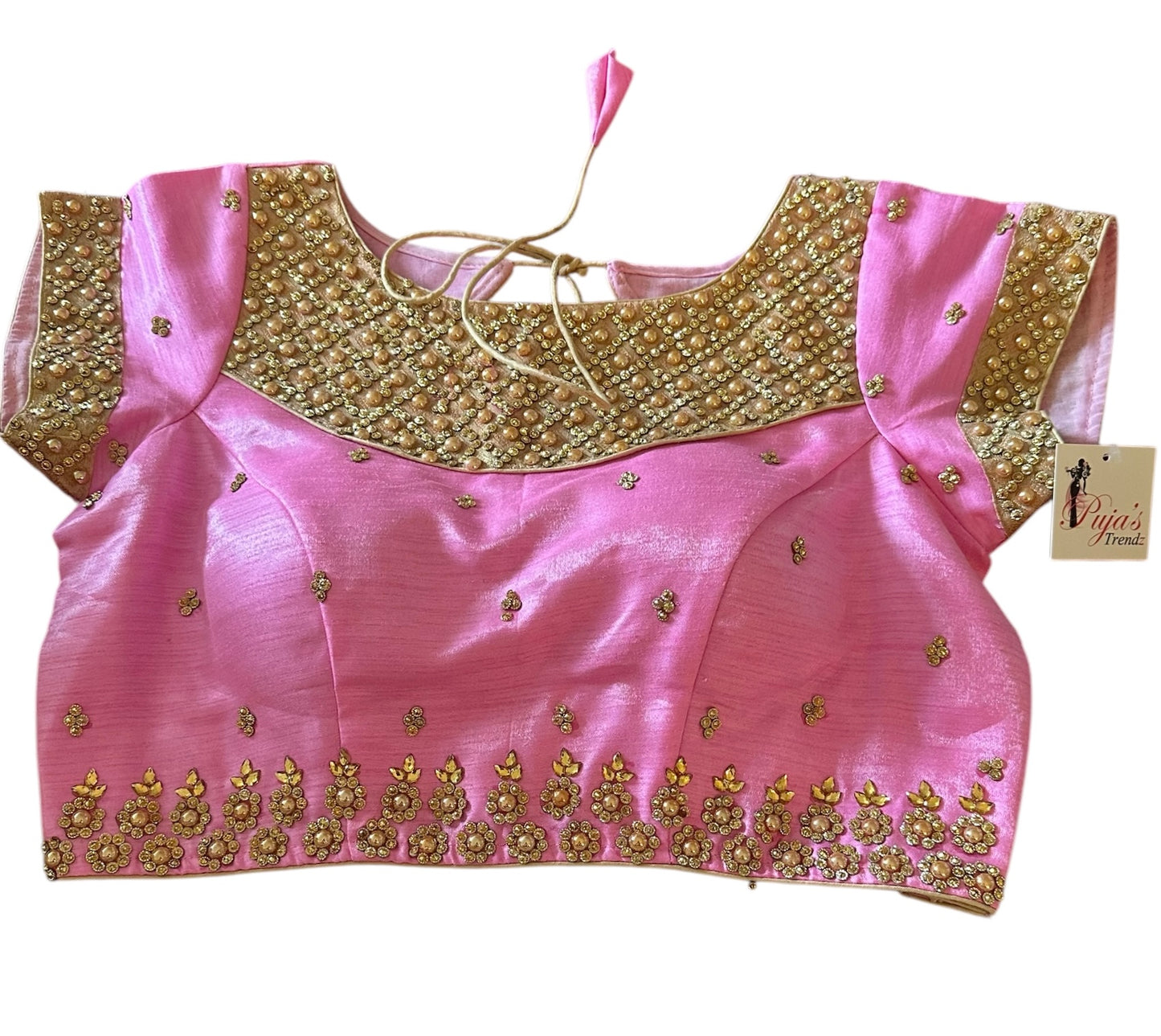 Pink blouse with stonework