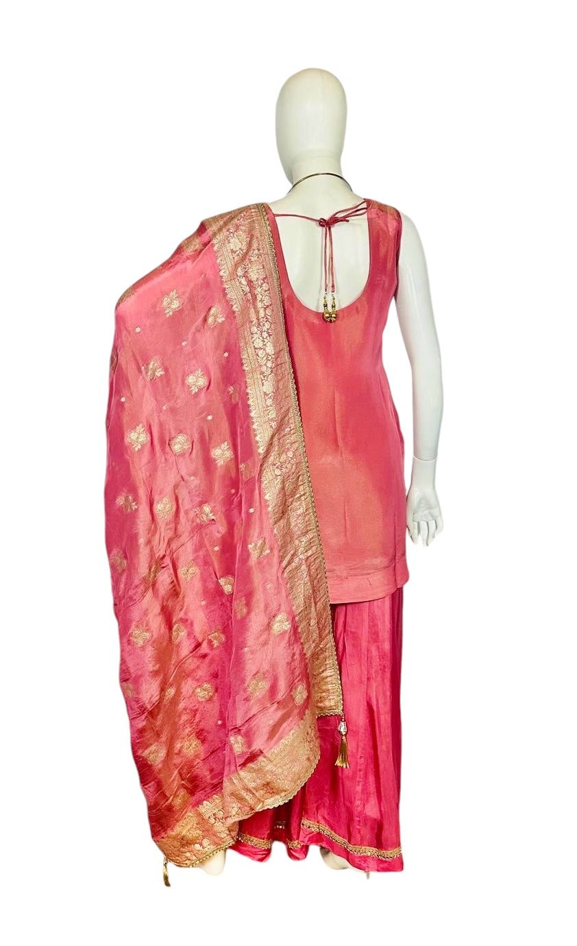 Pinkish peach Sharara suit