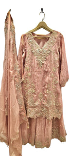 Pink embroidered sharara set