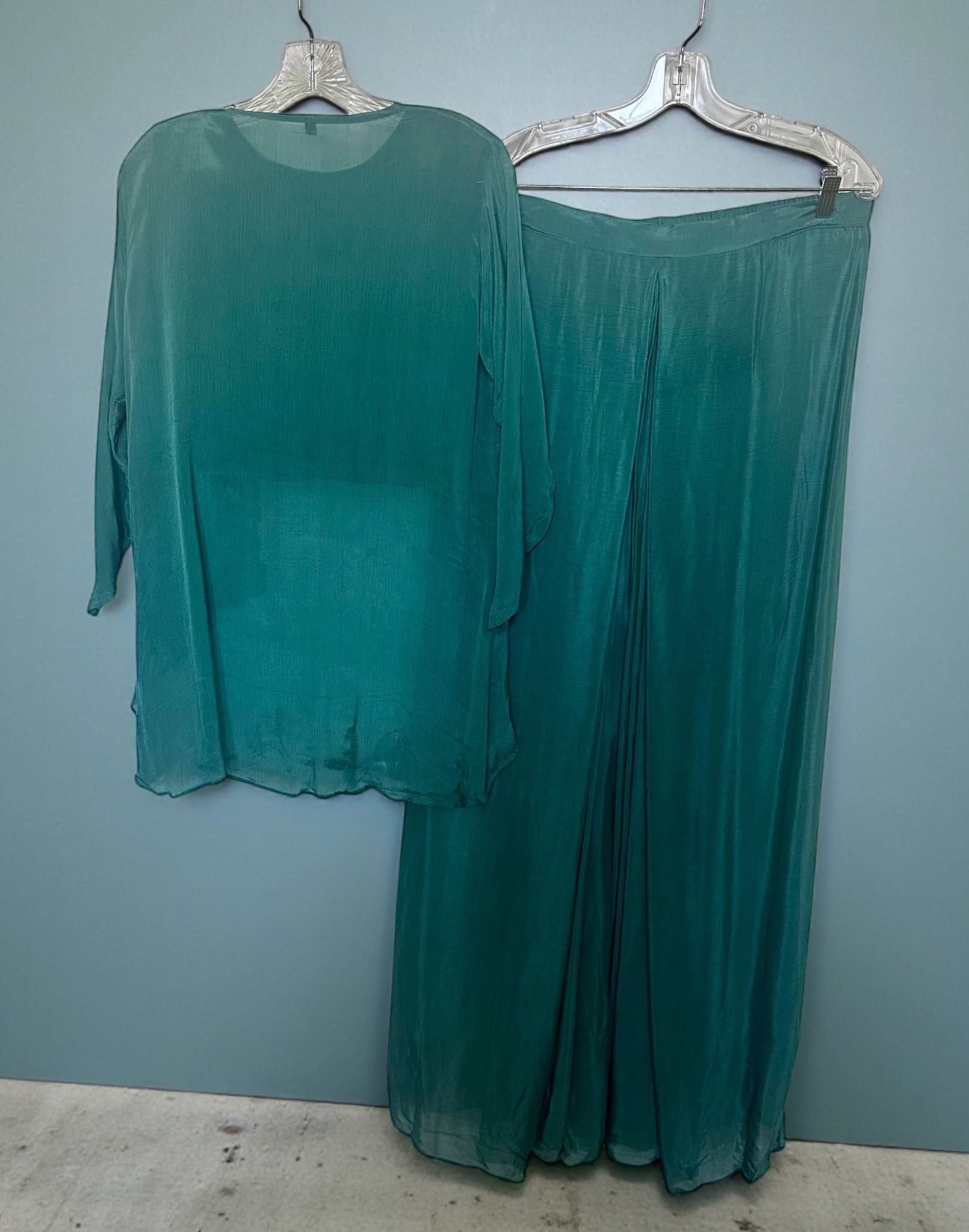 Teal colored dhoti skirt set