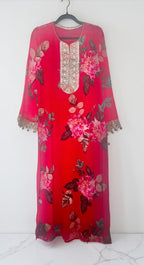 Red Floral printed dress