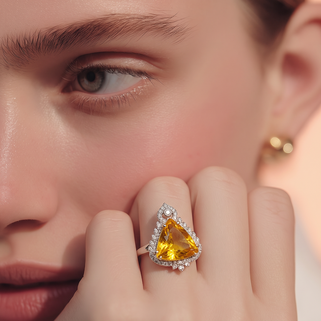 Yellow topaz ad ring