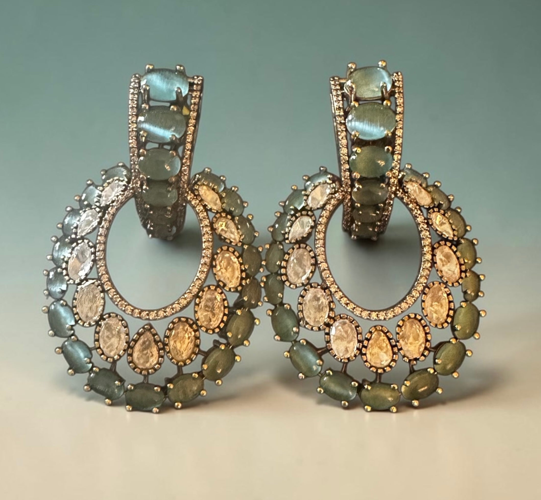 Mint green Polki earrings