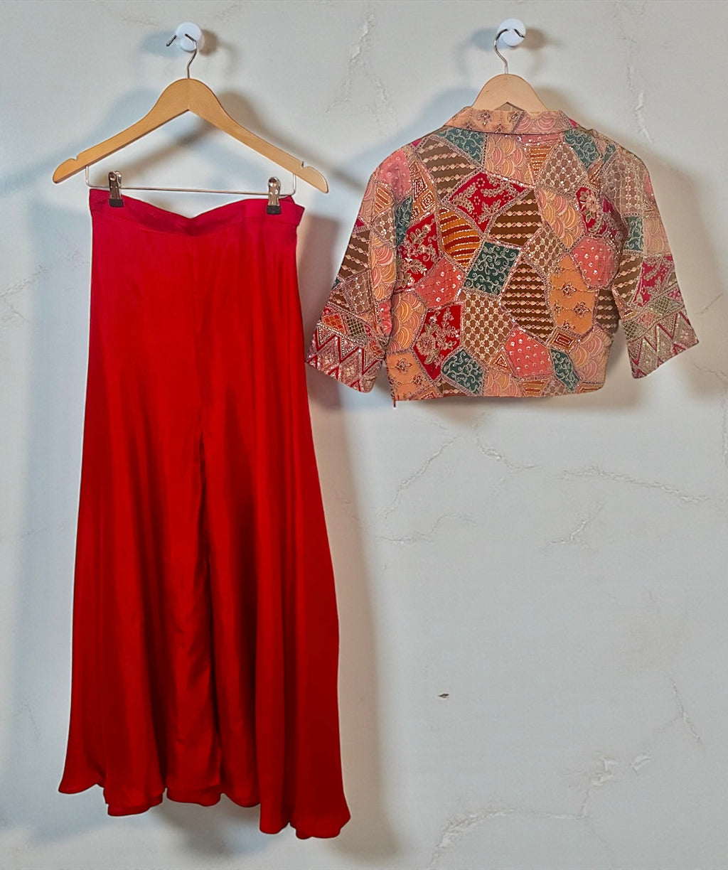 Red palazzo set