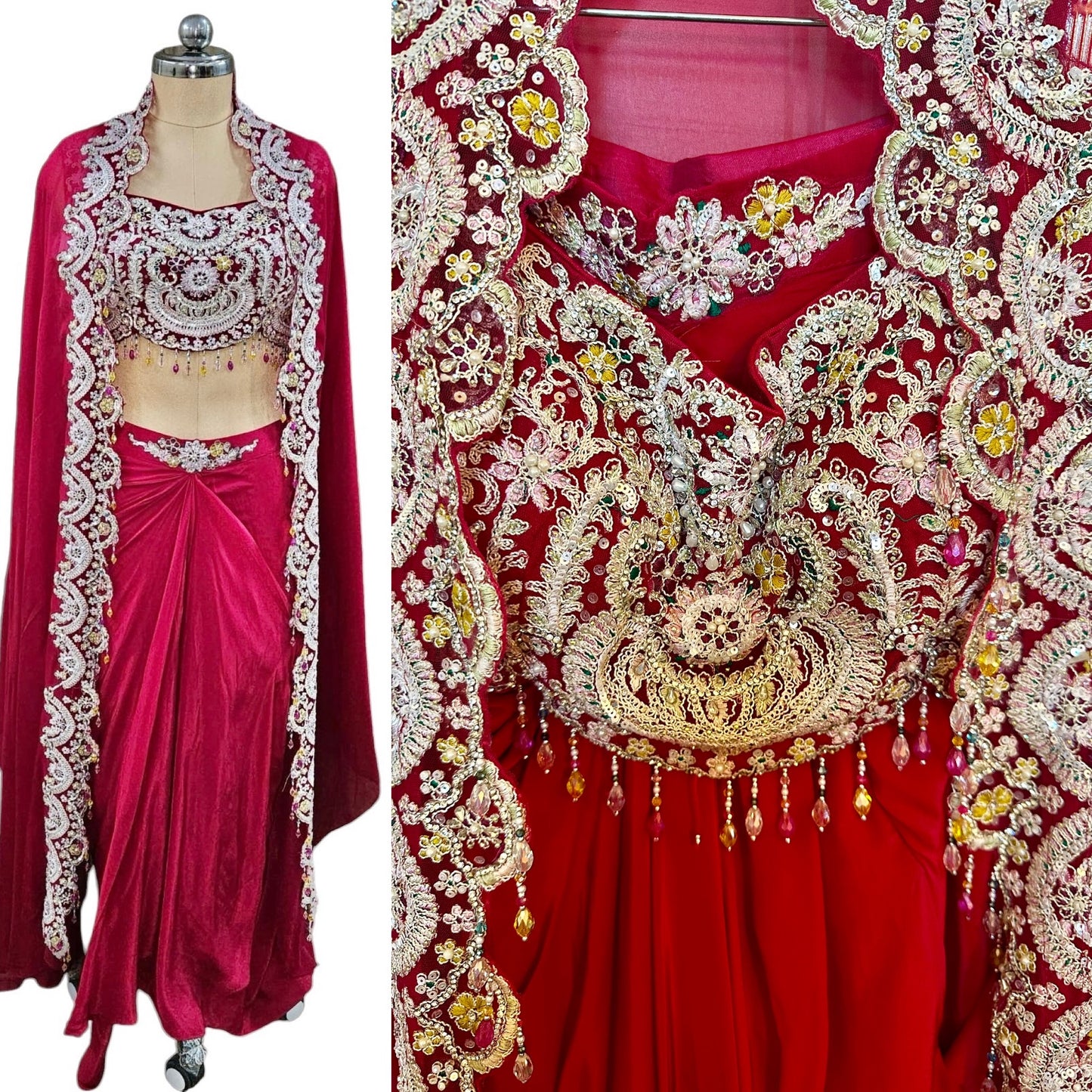 Red dhoti skirt set