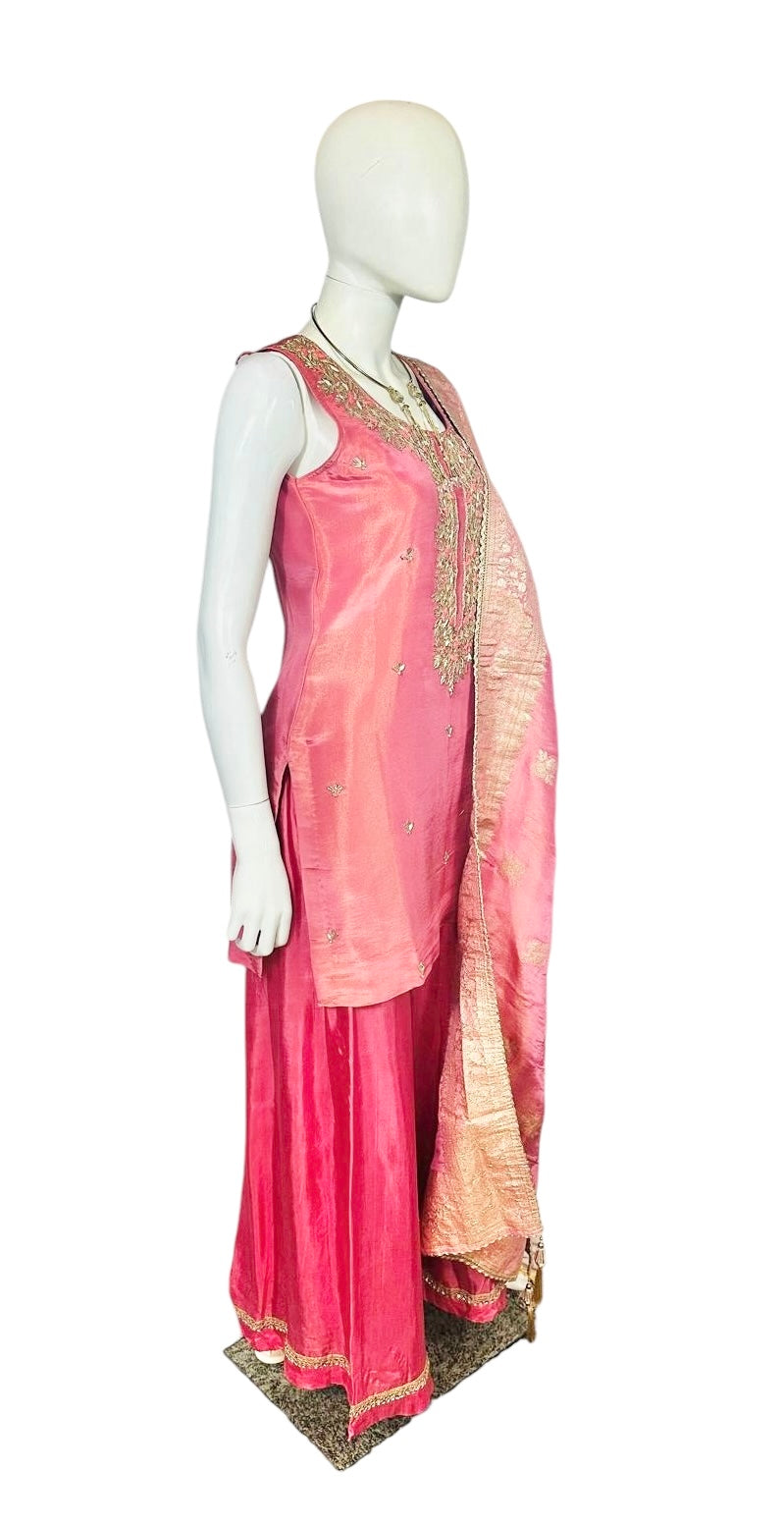 Pinkish peach Sharara suit