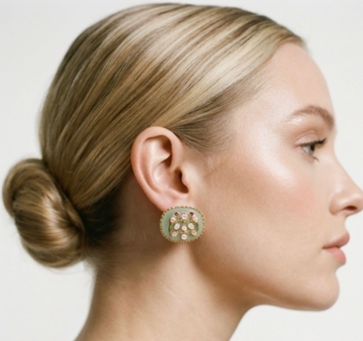 Aqua blue kundan studs