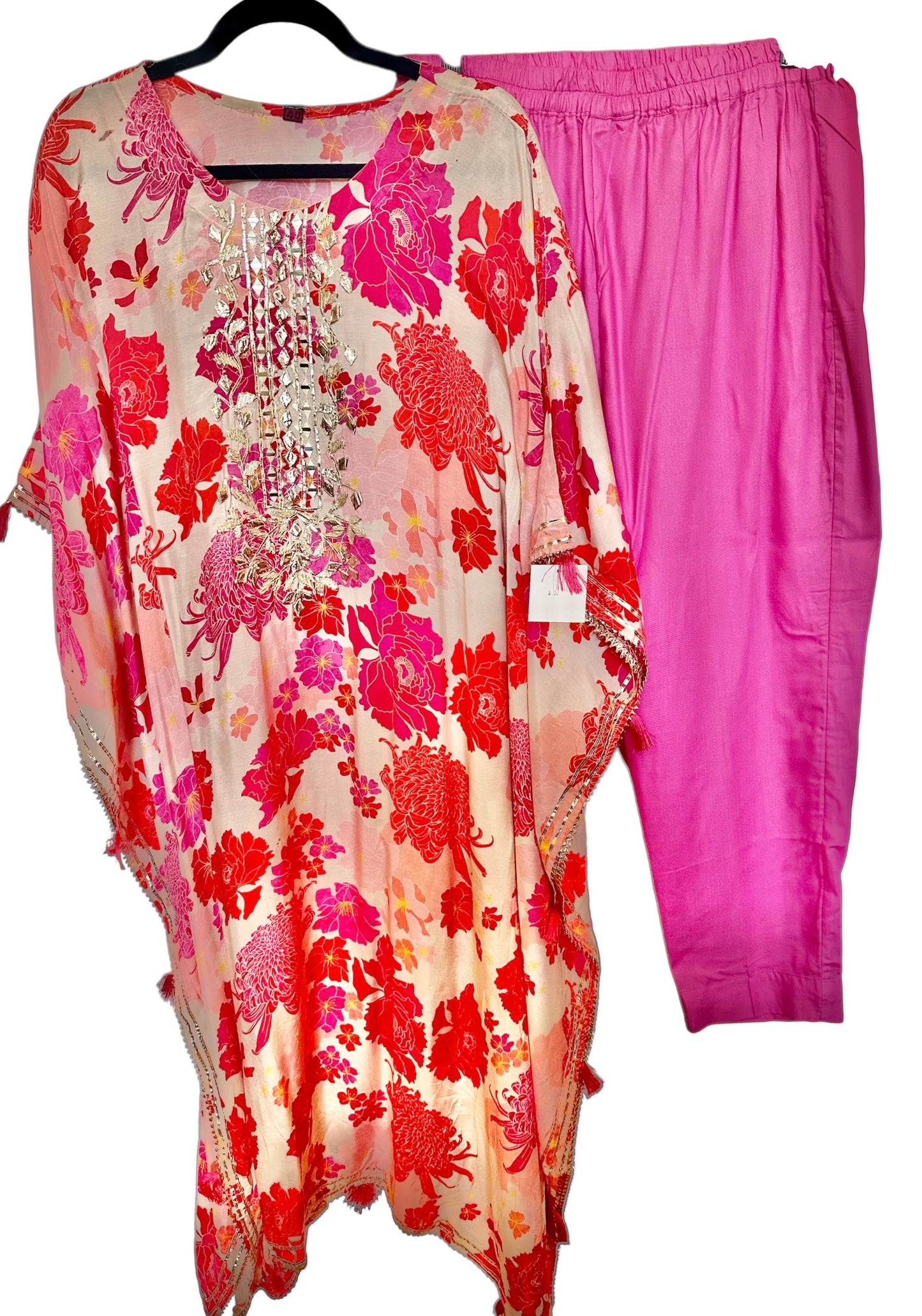 Pink/orange printed kaftaan set