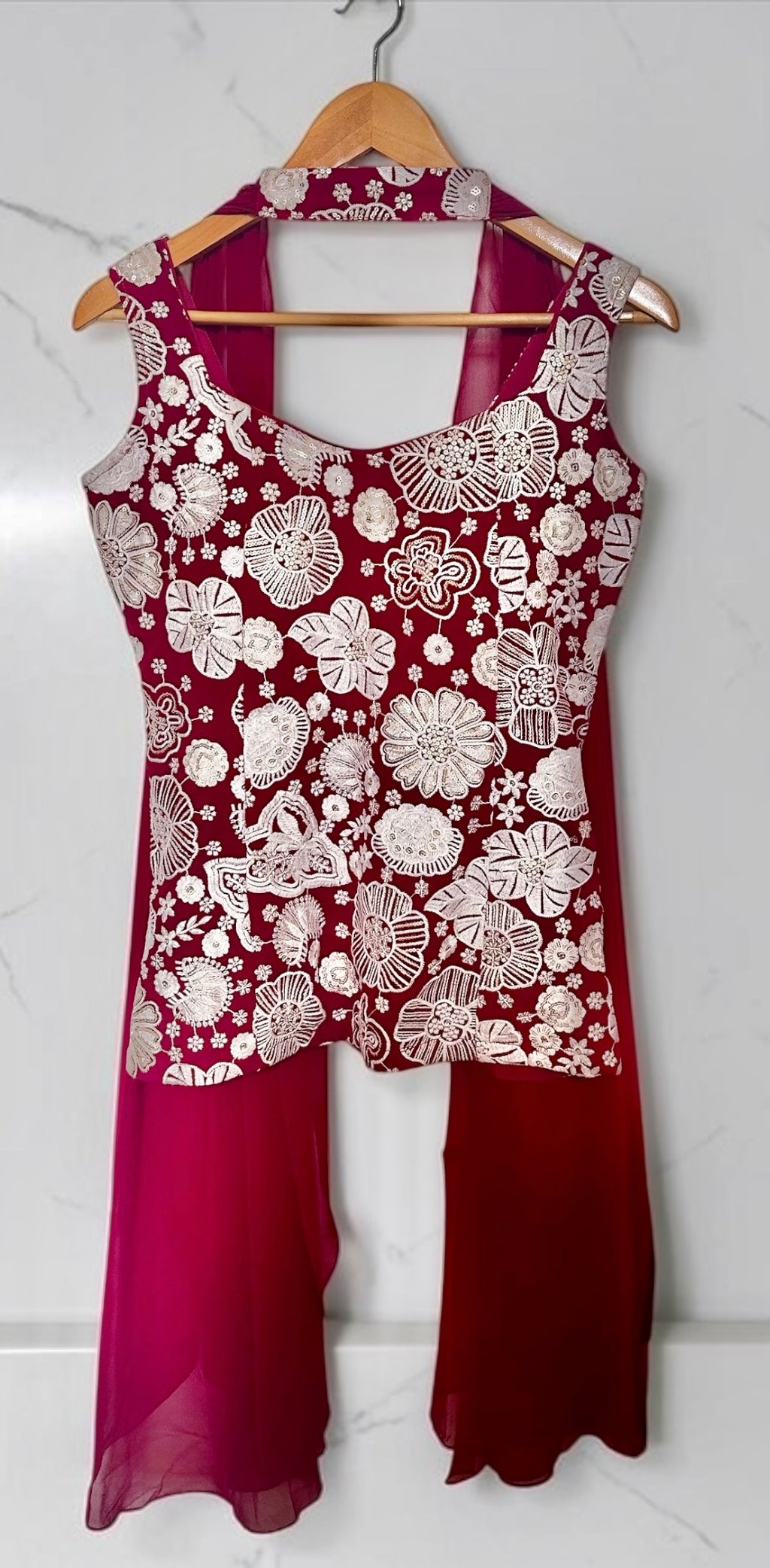 Red palazzo set