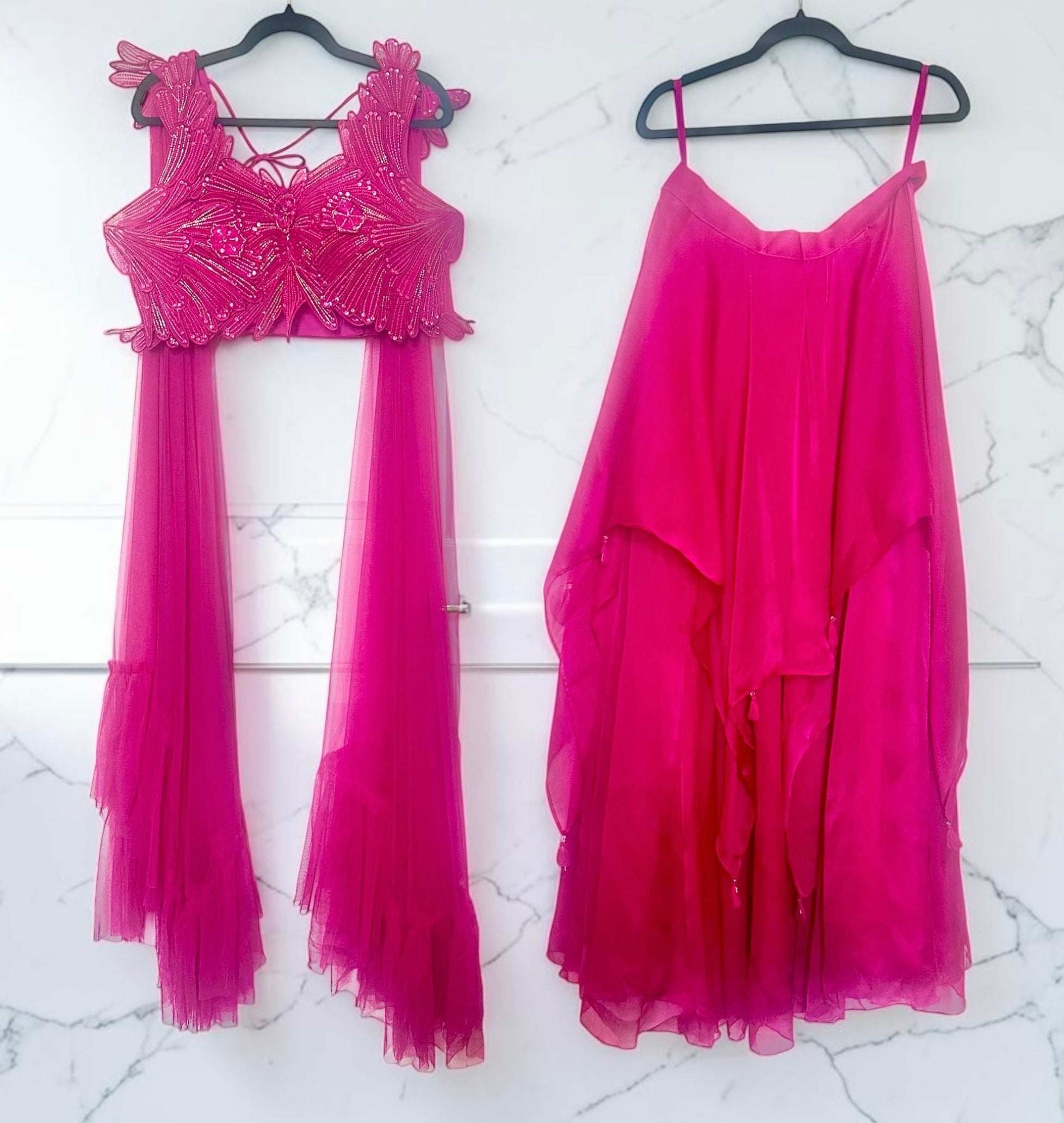 Hot pink fusion lehenga