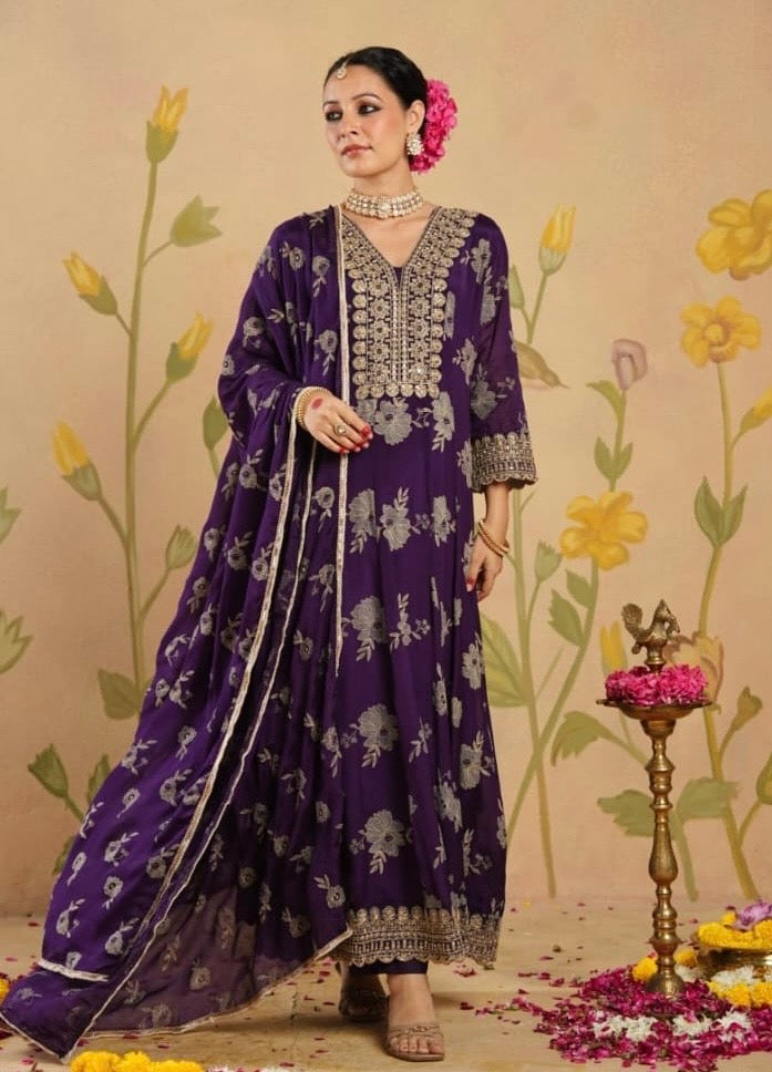 Purple anarkali suit