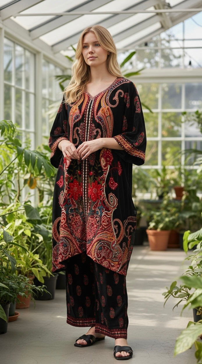 Black printed co-ord set