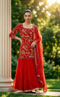Rustish orange sharara set