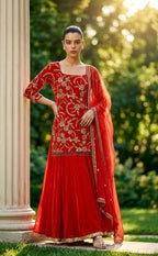Rustish orange sharara set