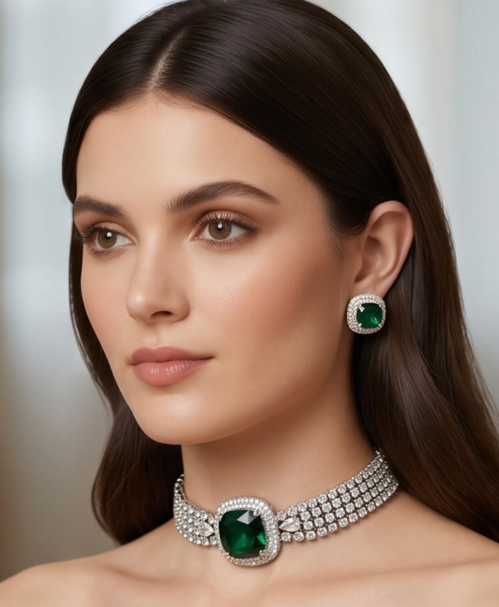 Emerald green ad choker set