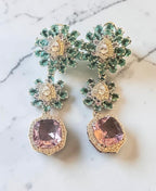 Green n pink ad earrings