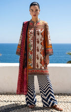 Black n beige printed suit