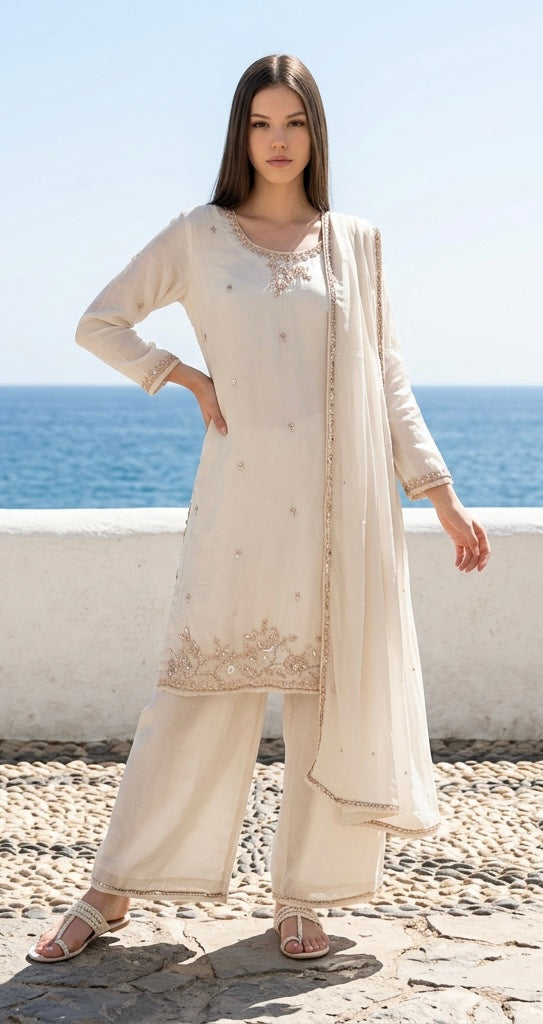 White Sharara suit