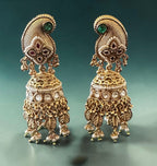 Green stone with kundan jhumkaas