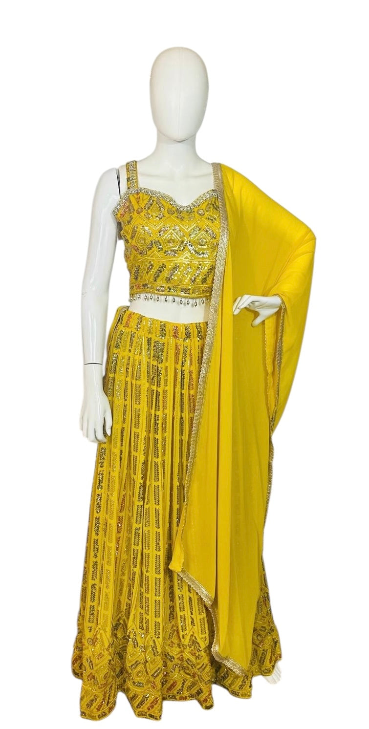 Yellow sequins lehenga