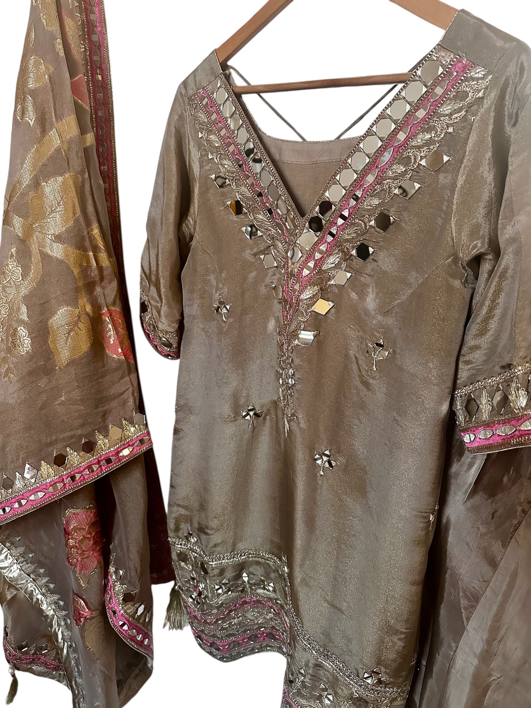 Greyish taupe Sharara suit