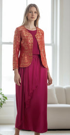 Dark fuchsia skirt set