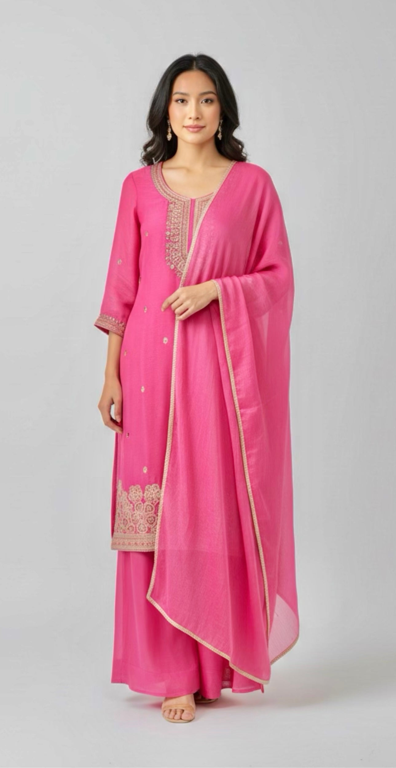 Hot pink Sharara set