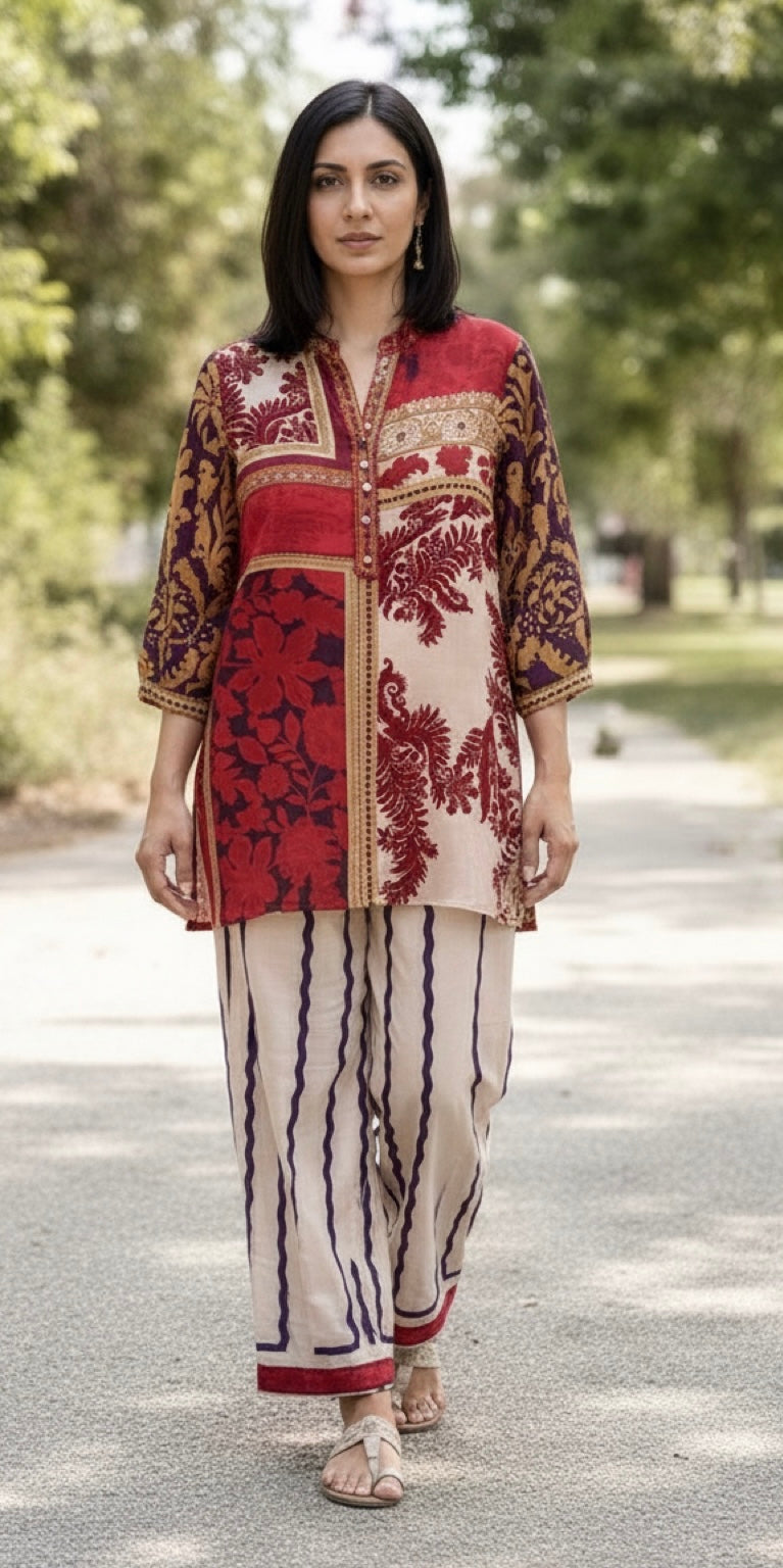 Red printed co-ord set