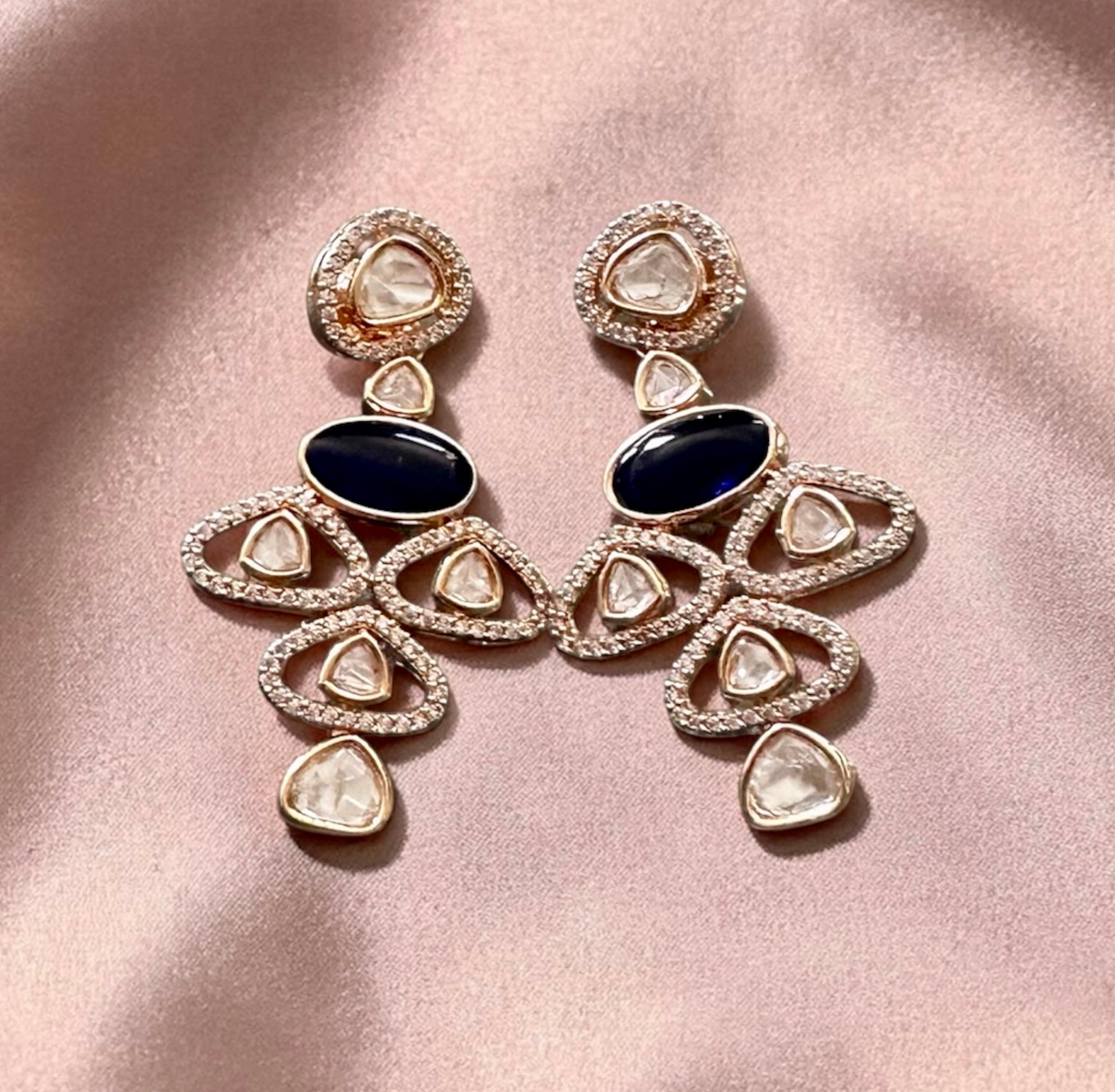 Black stone Polki earrings