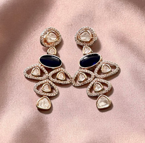 Black stone Polki earrings