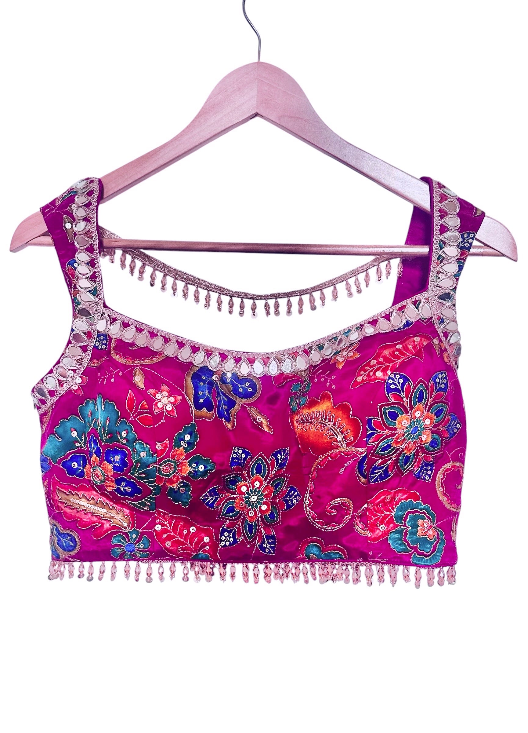 Deep magenta floral lehenga