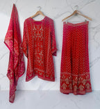 Deep red Sharara set