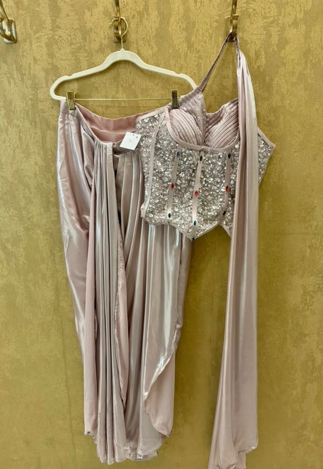 Lavender dhoti fusion set