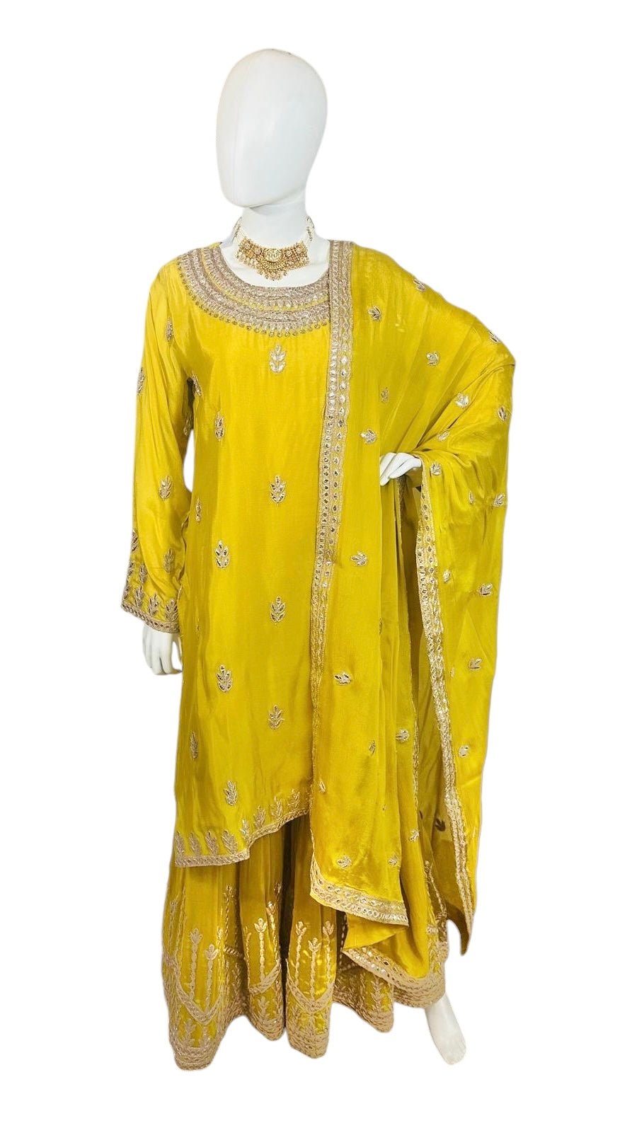 Yellow georgette garara set