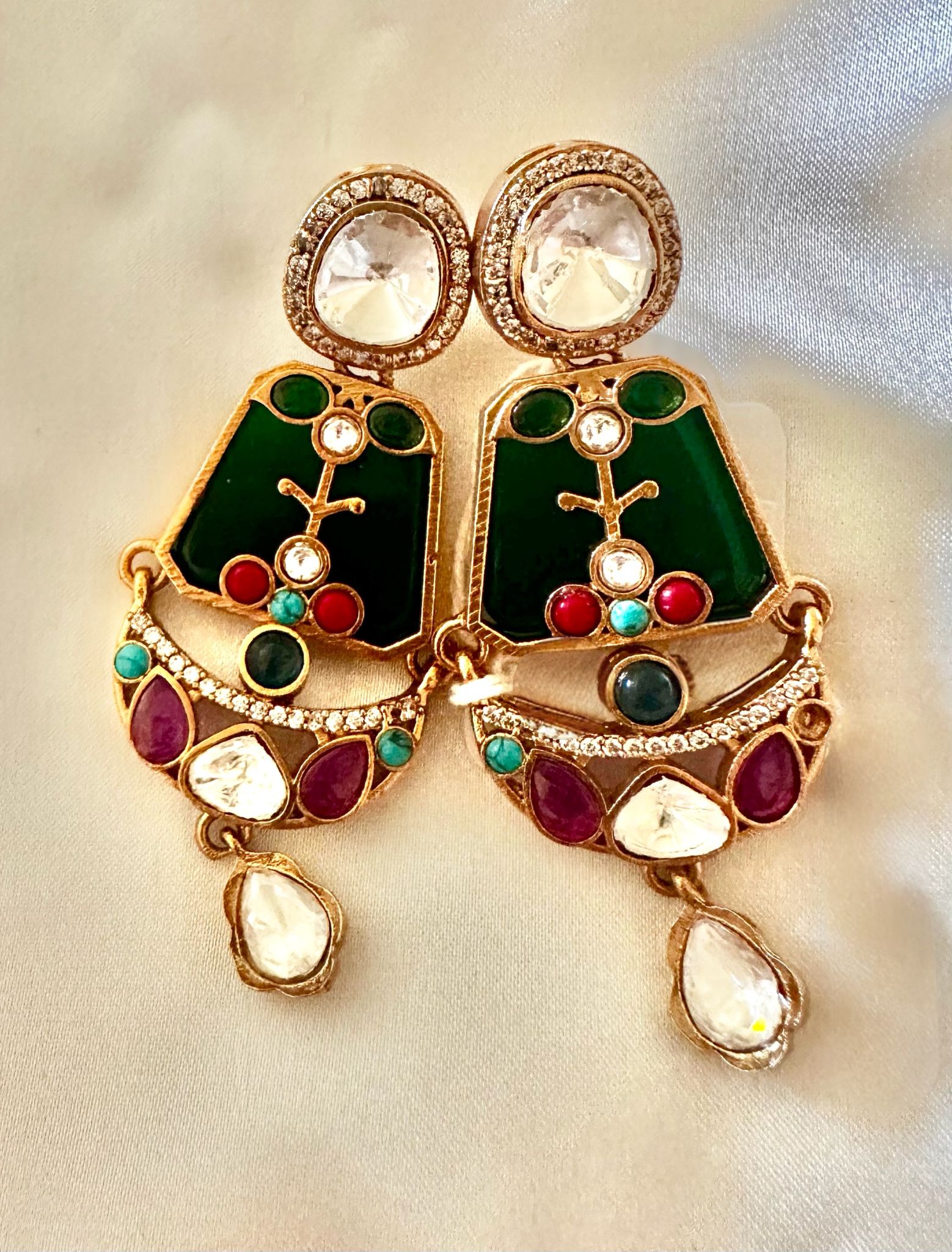 Multi- stone Polki earrings