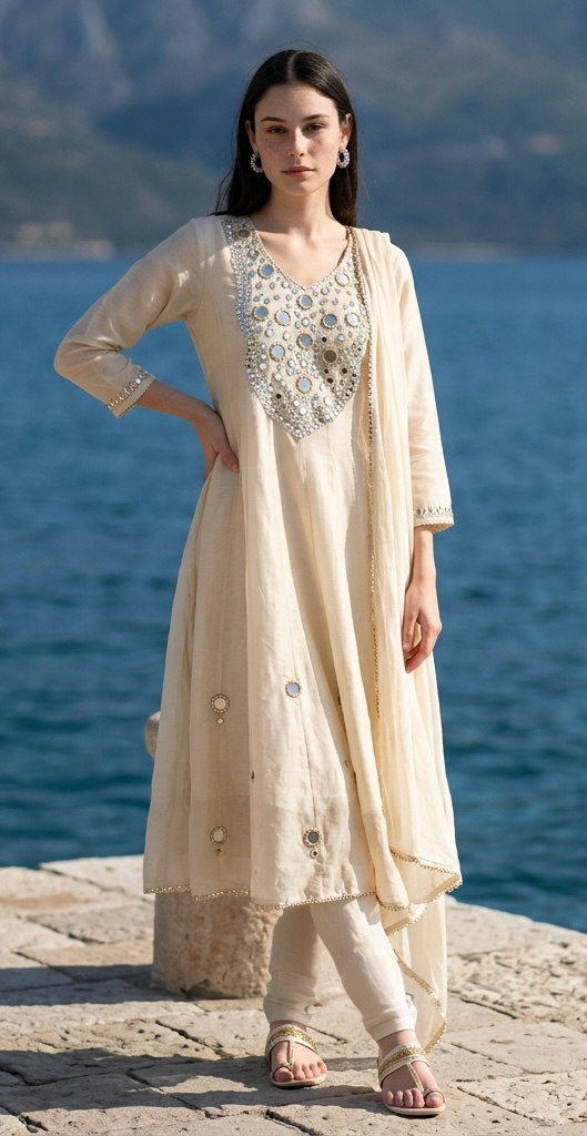 Ivory a-line suit