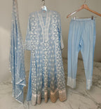 Light blue chikankari suit