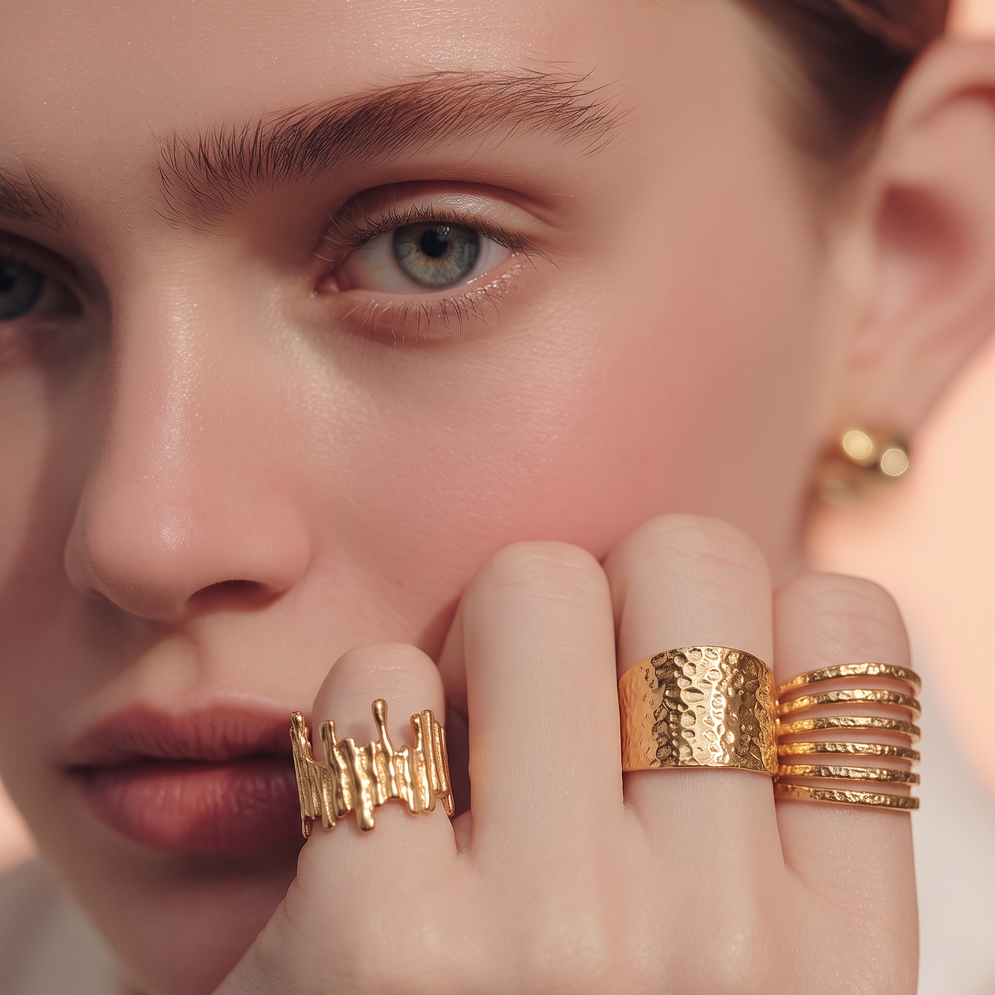 3-set gold finish rings