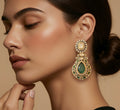 Emerald green Polki earrings