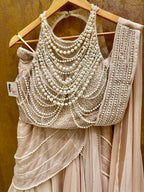 Ivory lehenga drape